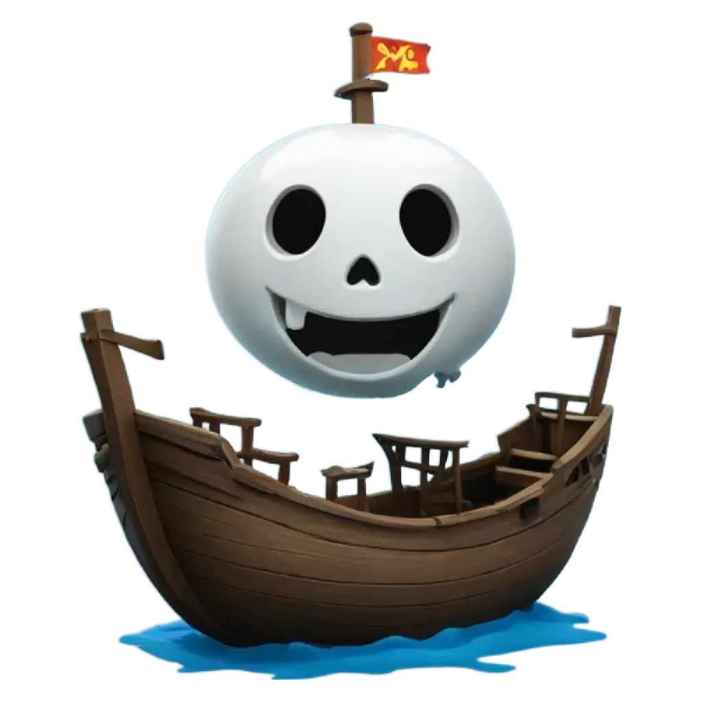 A fun game image of a skull on a ship.