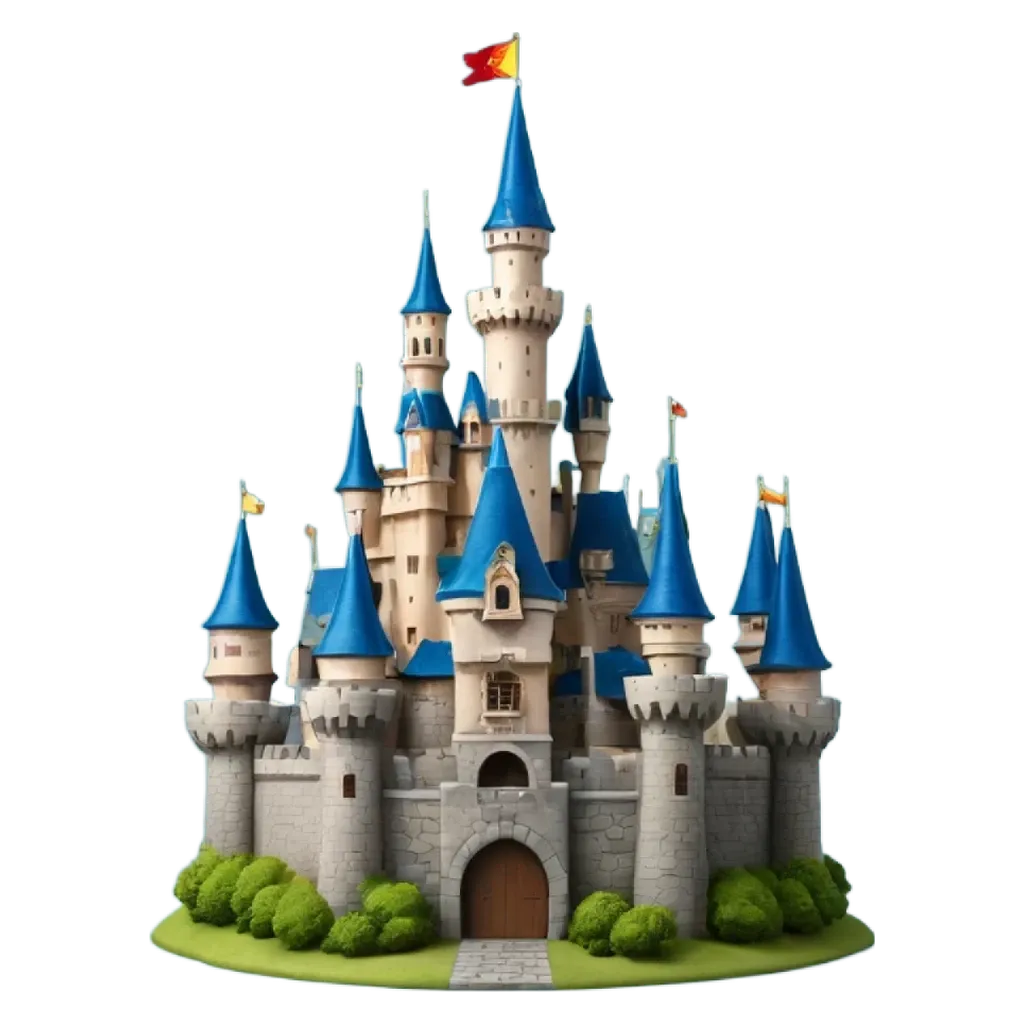 A castle that is very tall and has a flag on top.