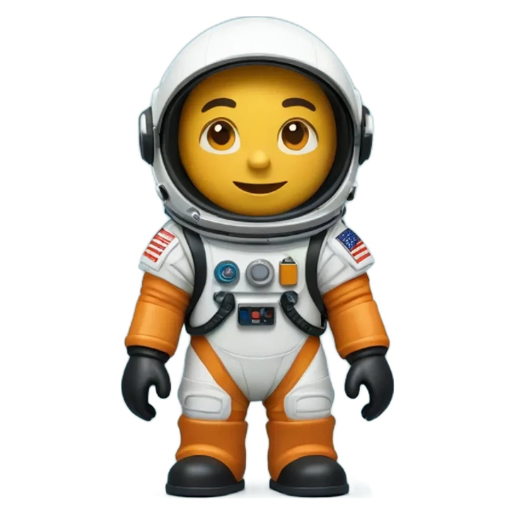 A figurine of an American in space that is yellow.