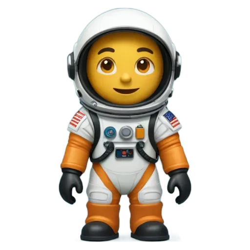 A figurine of an American in space that is yellow.