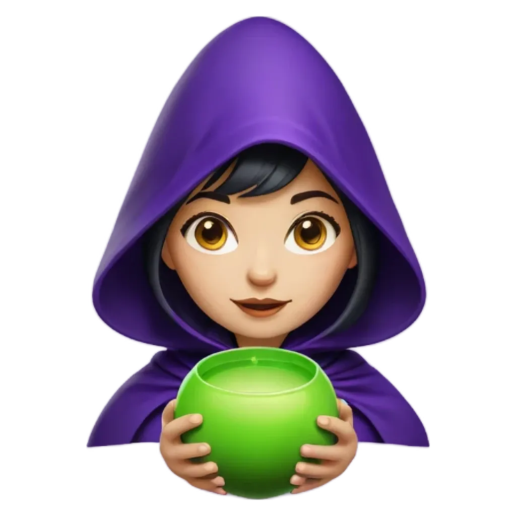 A girl is holding a green ball and wearing a purple hoodie.