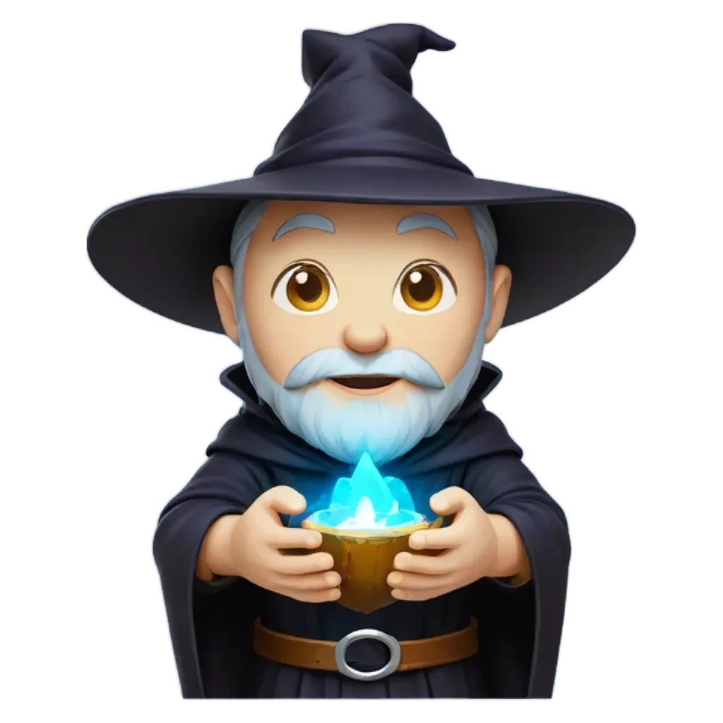 an apple icon that has a wizard on it.