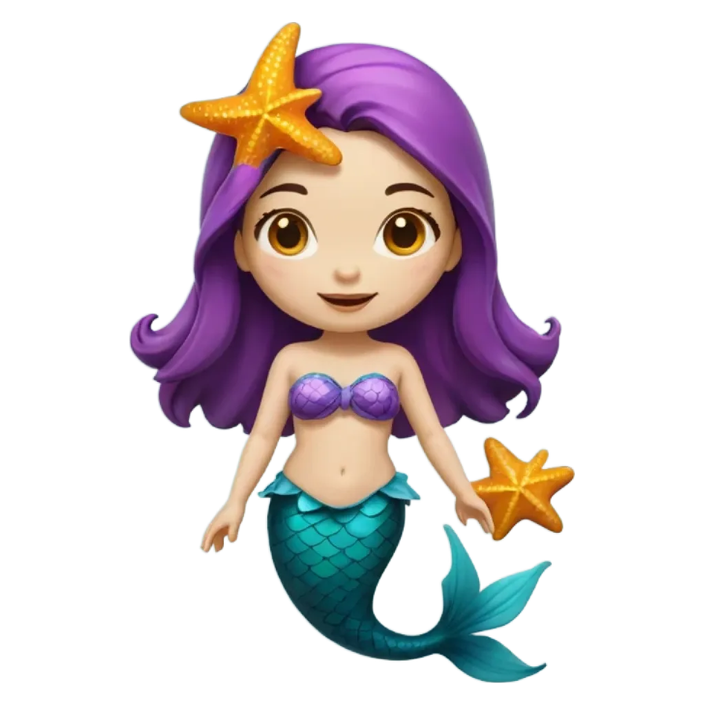 A cartoon image of a mermaid that has stars on her head.