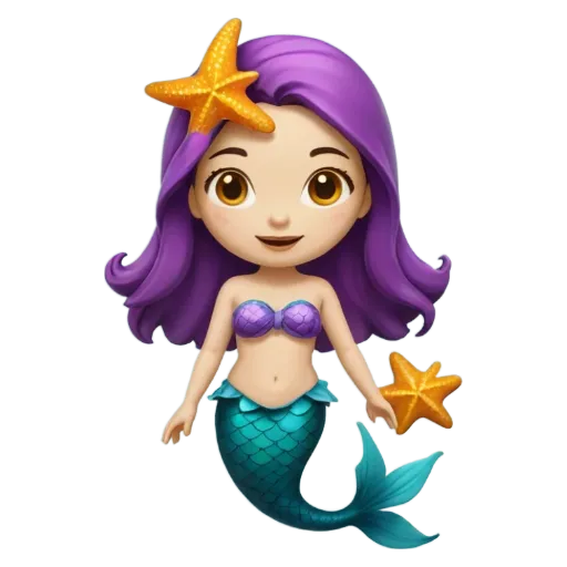 A cartoon image of a mermaid that has stars on her head.