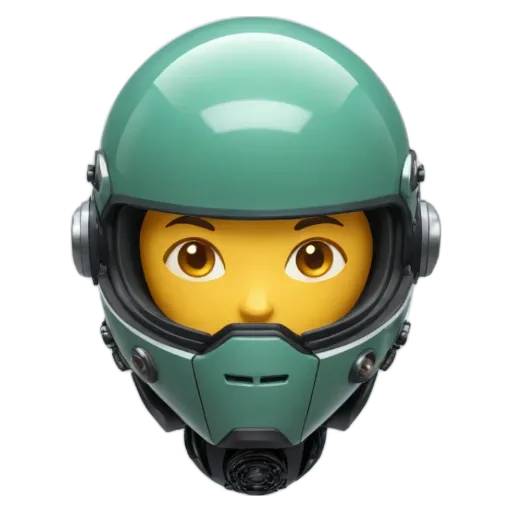 A face that is emojis of a person in a green helmet.