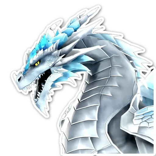 A white and blue sticker of a dragon.