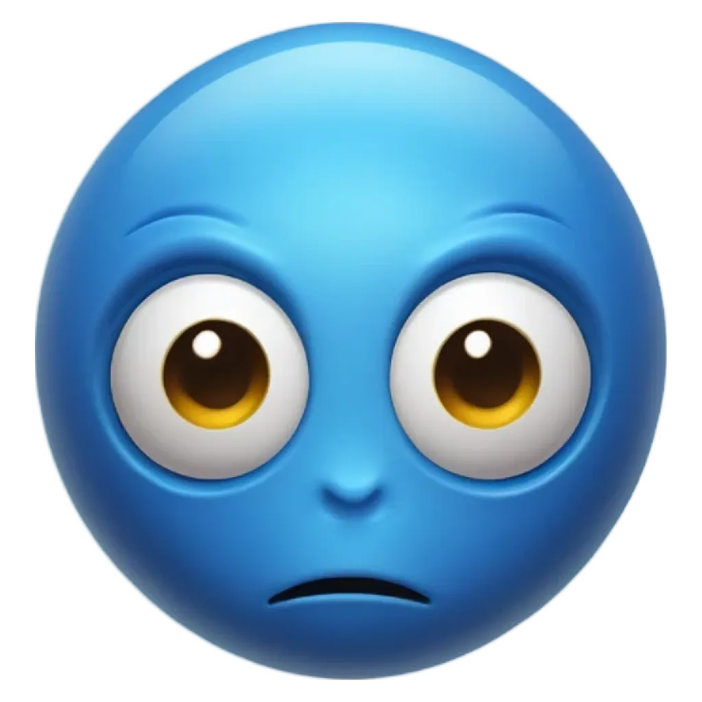 A blue face emoticon with a black background.