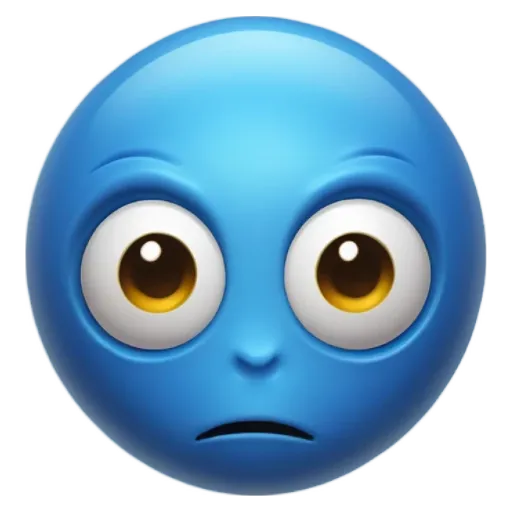 A blue face emoticon with a black background.