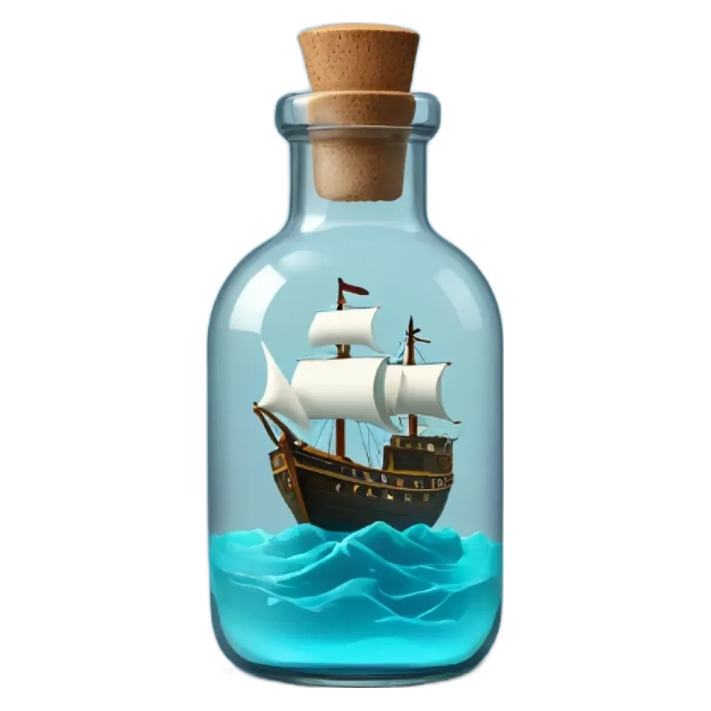 A bottle that has a picture of a ship in it.