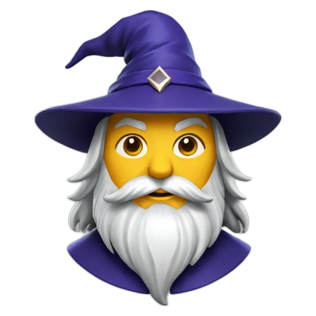 An image of an old man with a purple hat that has a face on it.