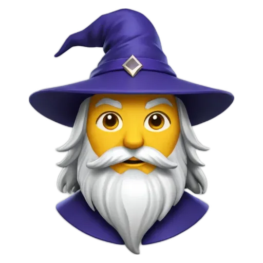 An image of an old man with a purple hat that has a face on it.