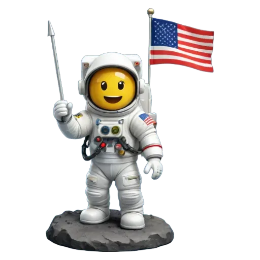 A Lego figure holding a flag is on a black background.