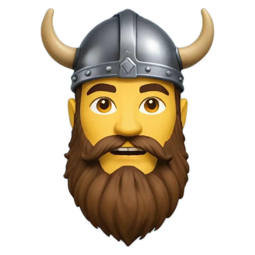 A face mask of a Viking with a beard and mustache.