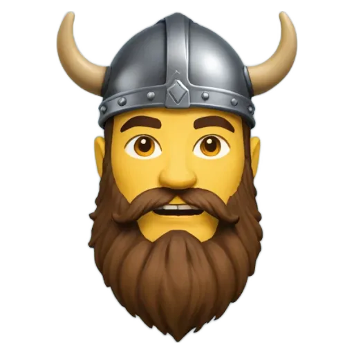 A face mask of a Viking with a beard and mustache.