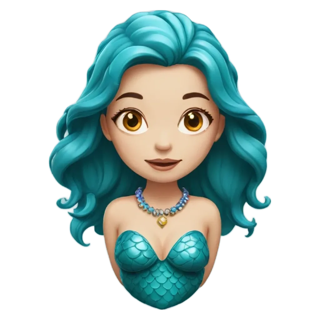 A cartoon image of a mermaid wearing a blue dress.