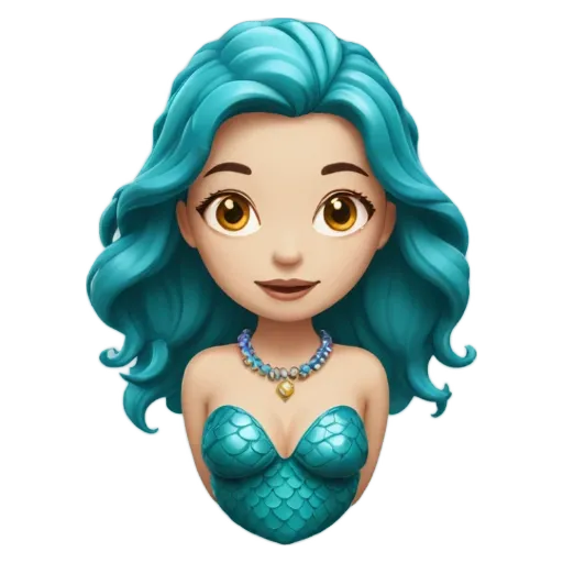 A cartoon image of a mermaid wearing a blue dress.