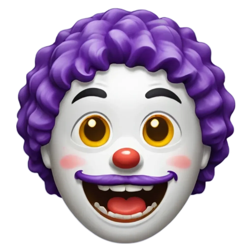 A clown face generated by a app with a purple mustache.