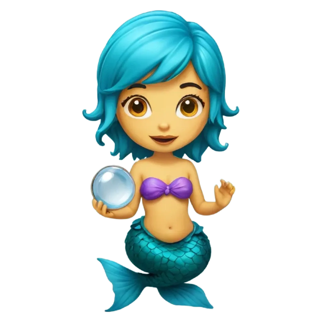 An image of a mermaid holding a ball of bubbles.