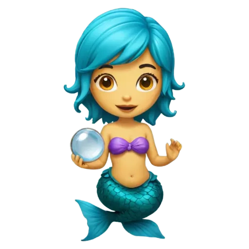 An image of a mermaid holding a ball of bubbles.