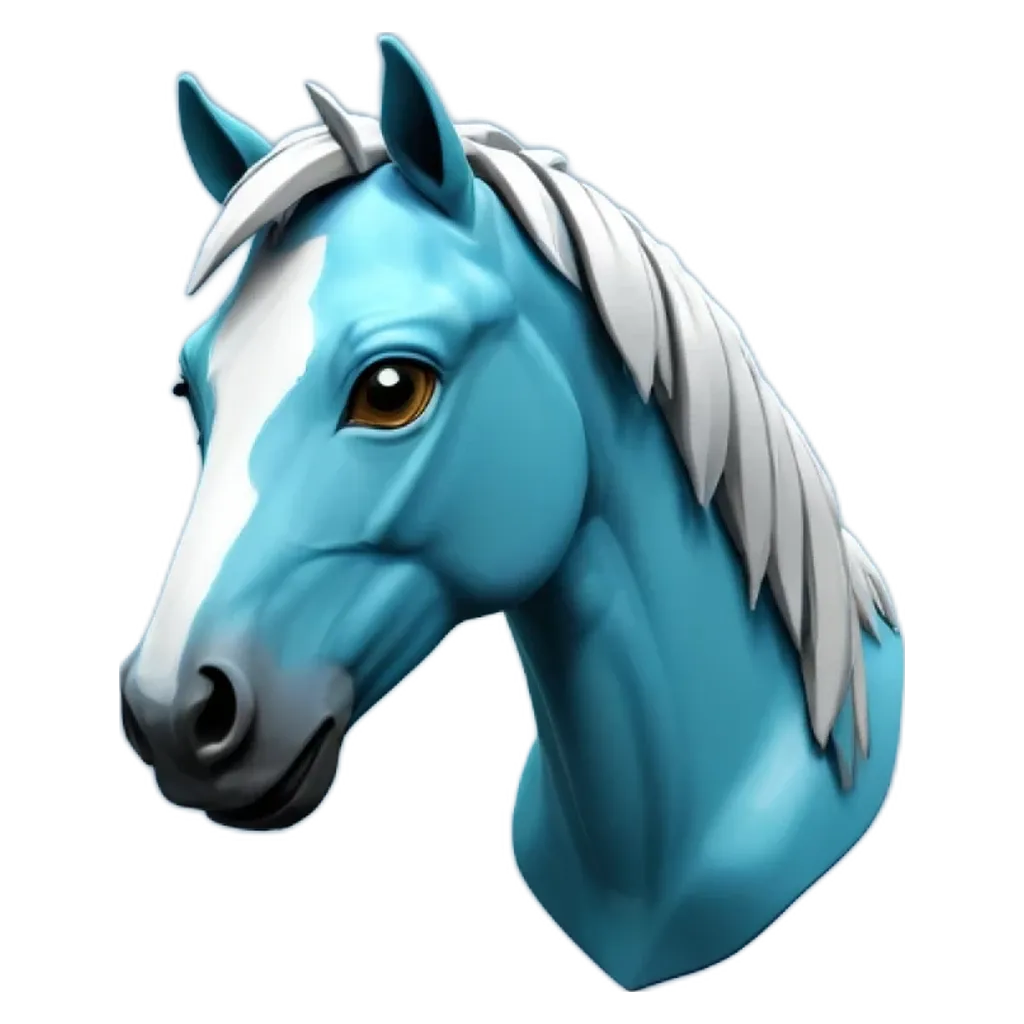 A digital image of a horse with a blue mane.