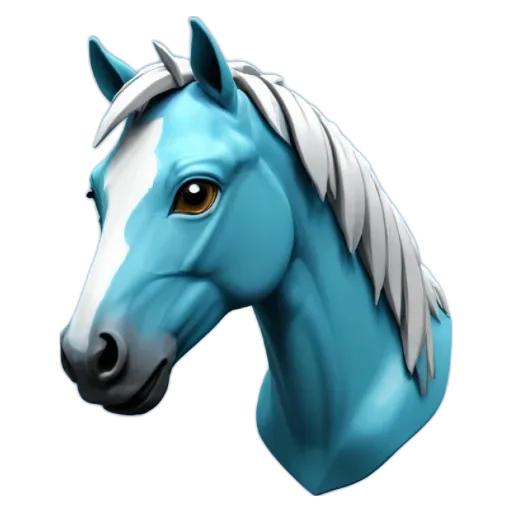 A digital image of a horse with a blue mane.