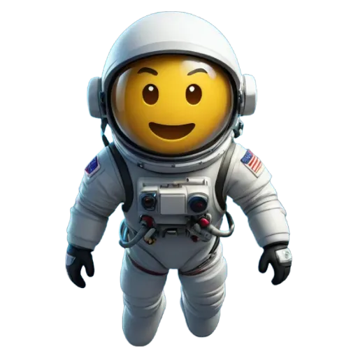 A lego space man with a smiley face and american flag on the right.