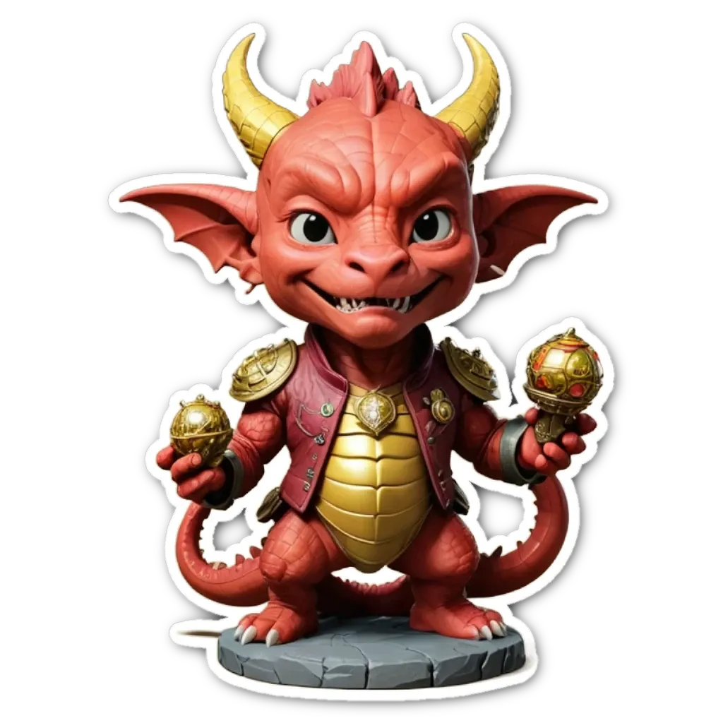 A red and gold dragon that is a part of a game.