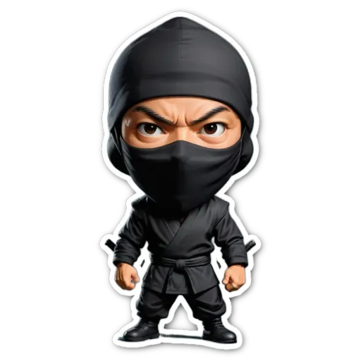 A cartoon image of a person that is dressed as a ninja.