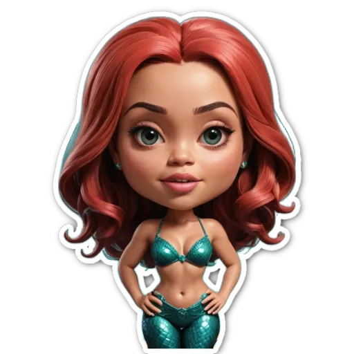 A cartoonish drawing of a girl wearing a mermaid bikini.