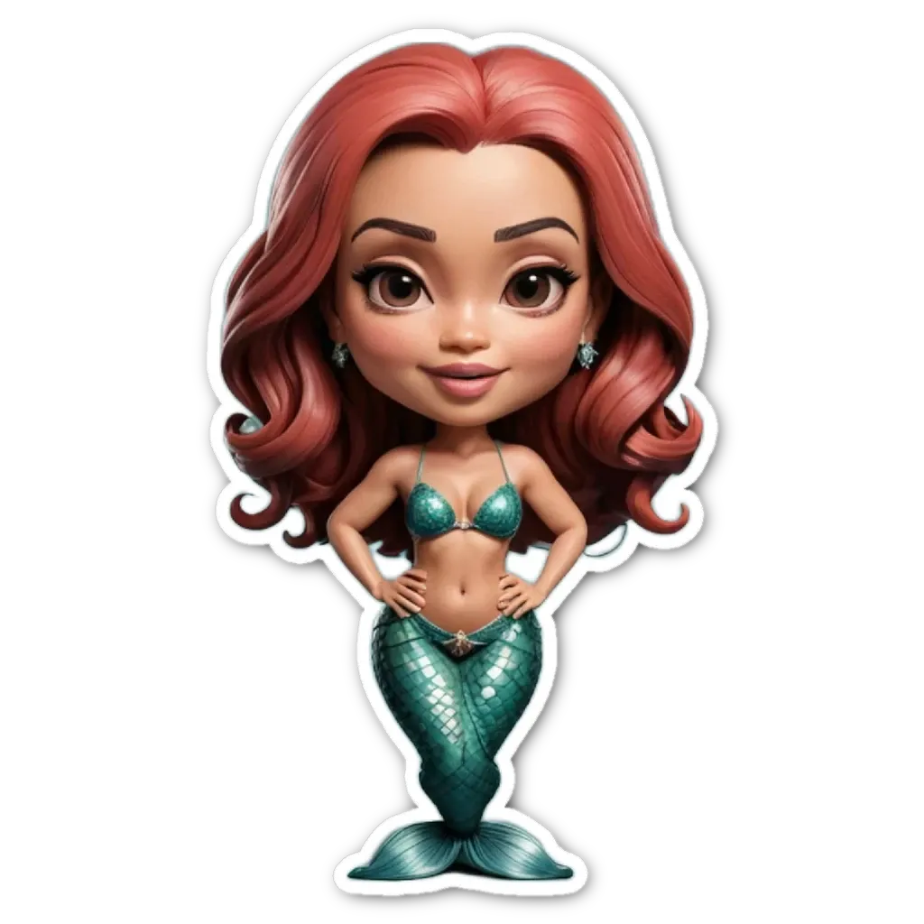 A mermaid sticker in green and gold.