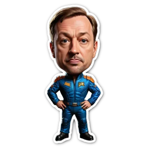 A cartoon picture of a man in a blue jumpsuit.