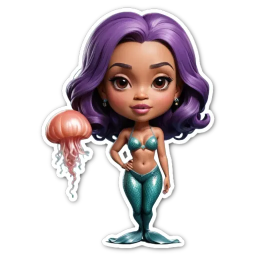 A purple character holding a jellyfish is shown.