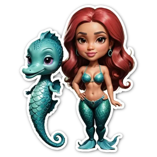 A mermaid and a sea dragon together.