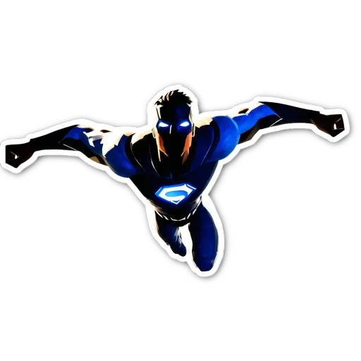 A blue and silver superman with the word "C" on his face.