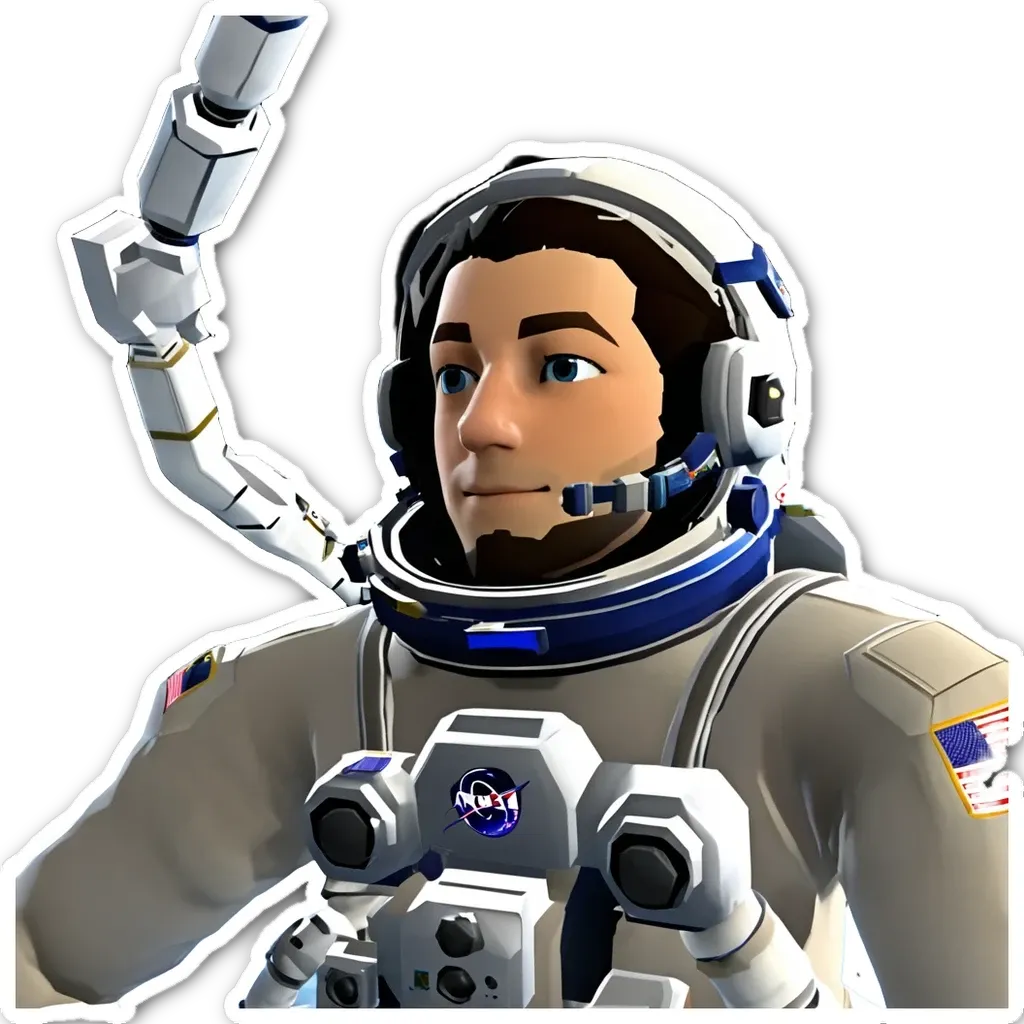 A man in a NASA uniform is holding up his helmet.