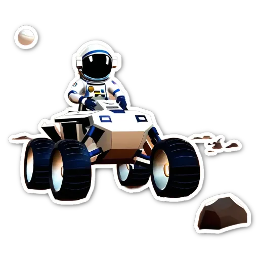 A space man in a four wheeler driving through the mars.