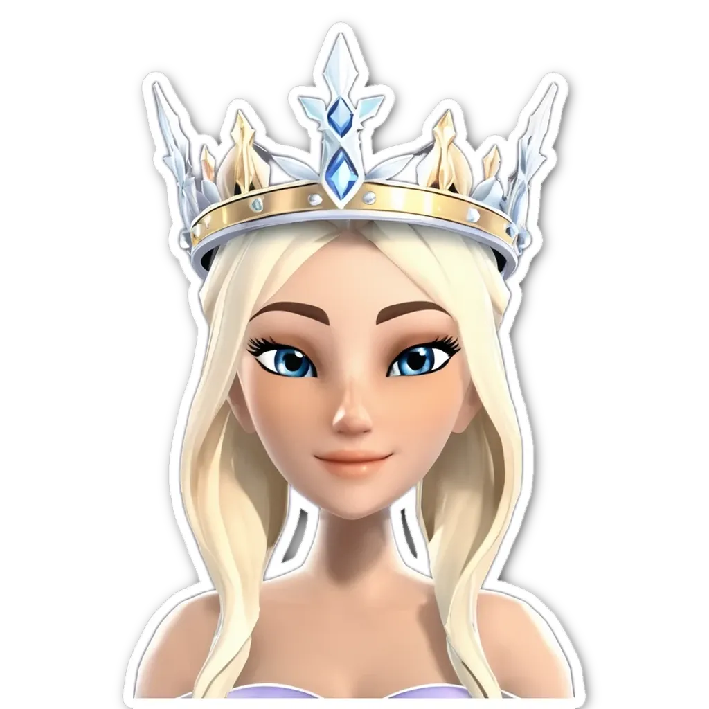 A cartoon image of a woman wearing a crown.