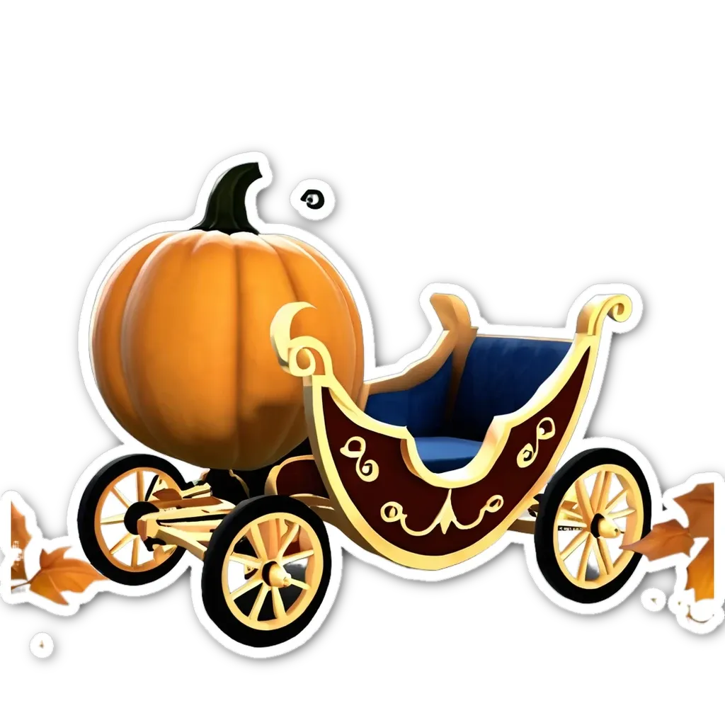 A black and gold miniature pumpkin carriage.