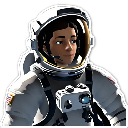 A space helmet sticker of a girl that is wearing it.