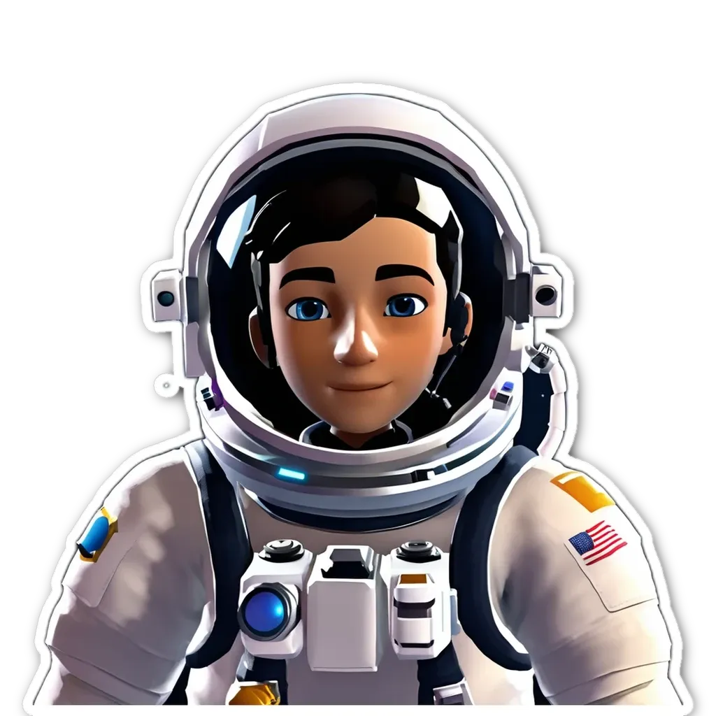 A boy in a space suit that is smiling.