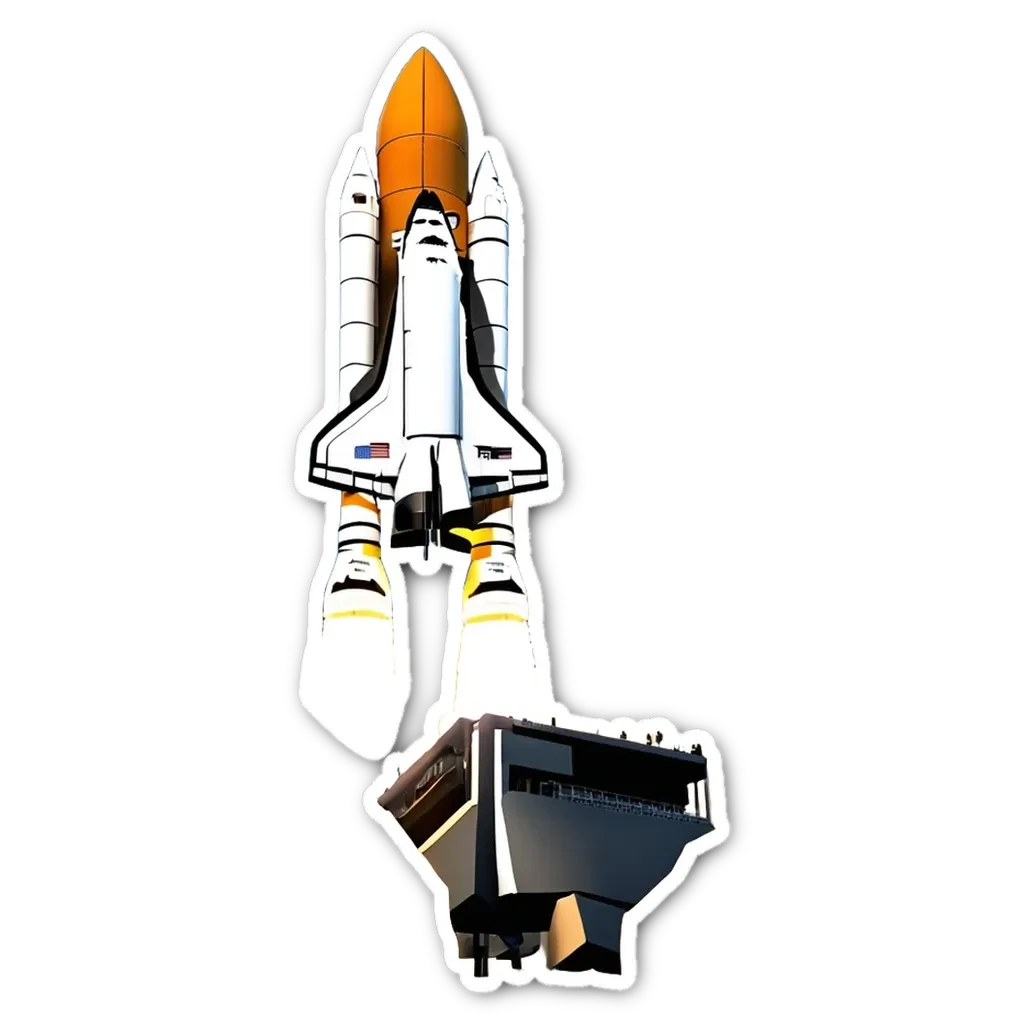 A space shuttle is being launched into space with the United States sending a crew.