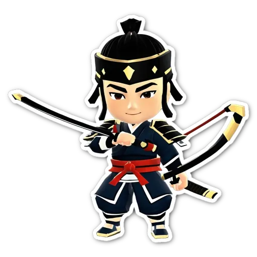 A boy is holding a sword and wearing a warrior costume.