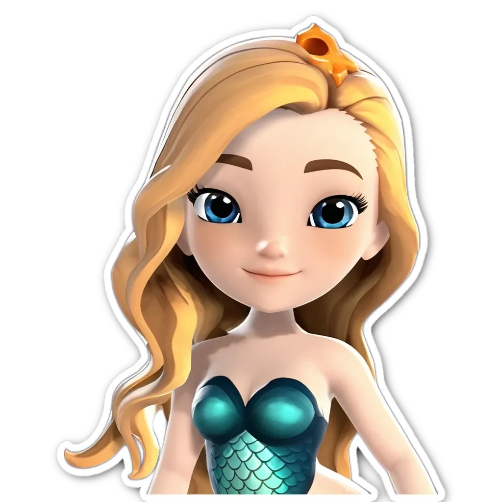 A girl in a mermaid costume with a star on her head.