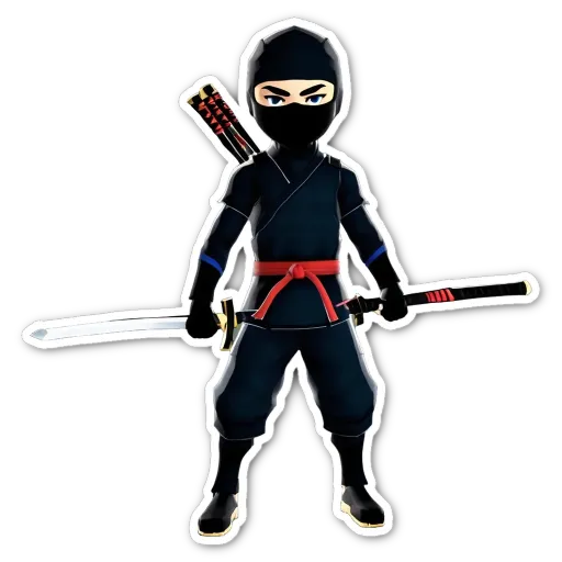 A sticker of a boy with a kendo weapon.