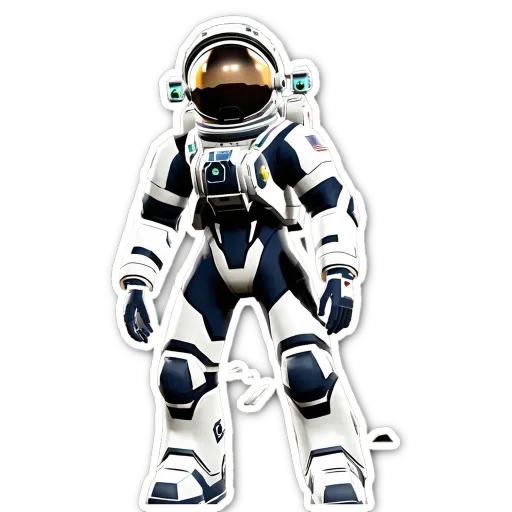 A space man that is blue and white in a picture.