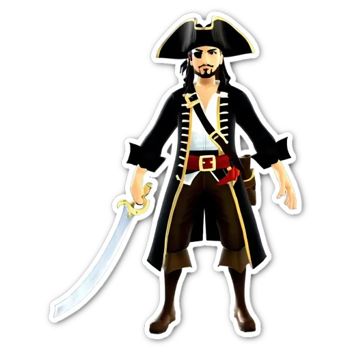 A man in a pirate costume holding a sword.