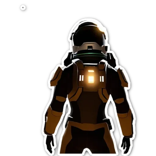 A sticker of a man in a space suit with a light in his back.