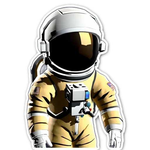 A sticker of an American in space with a helmet on.