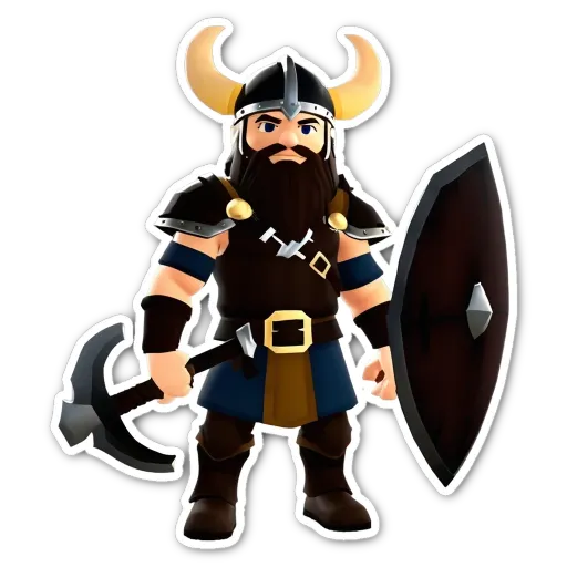 A man with a shield and Viking costume on.