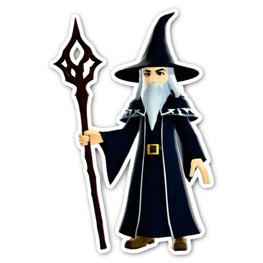 A cartoon of a wizard with a staff.